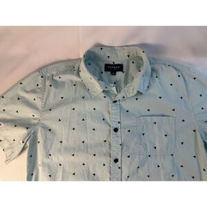 Pac Sun Shirt Men's XL Blue Button-Up Short Sleeve Geometric‎ Print Casual City